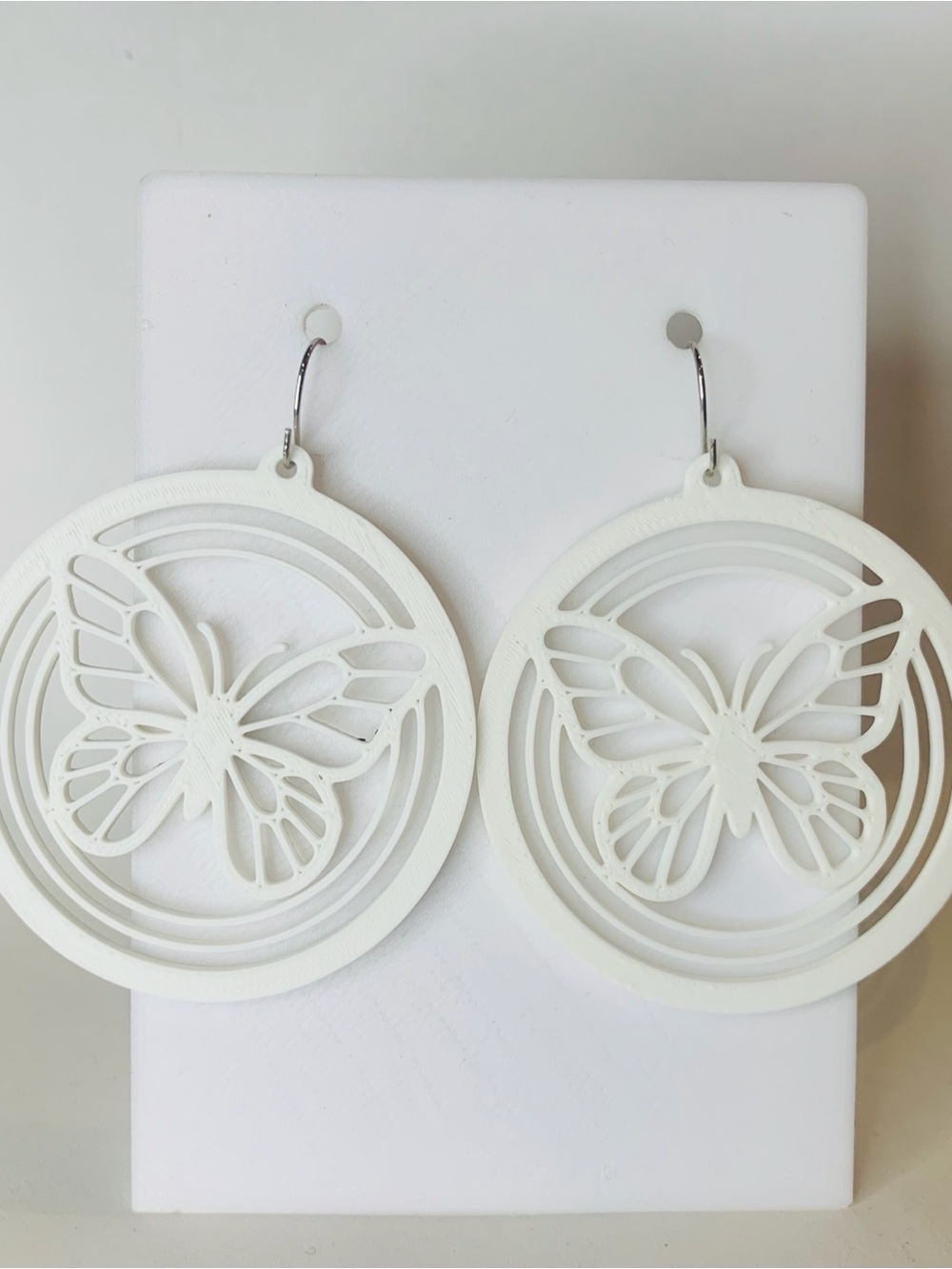 Delicate White Butterfly Drop Earrings